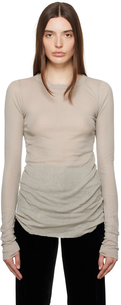 Rick Owens Gray Rib Long Sleeve T-shirt In 08 Pearl