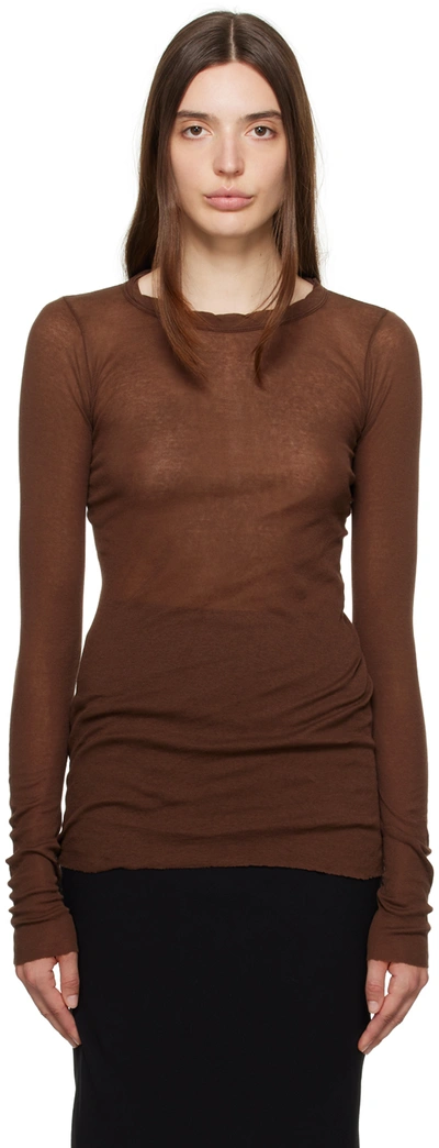 Rick Owens Brown Rib Long Sleeve T-shirt