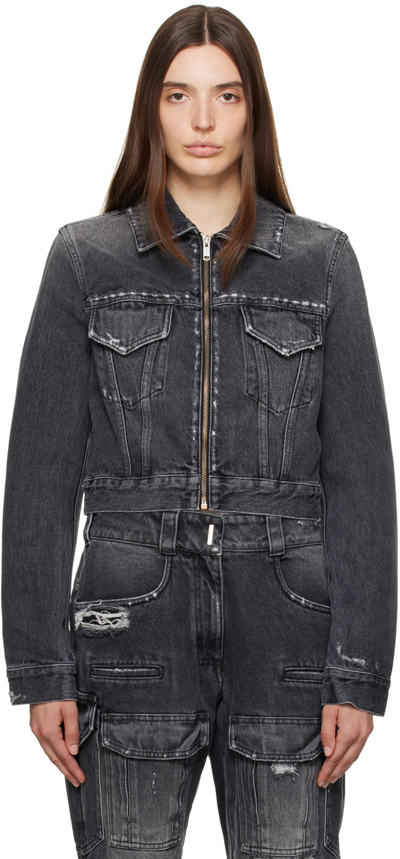 Givenchy Cropped Denim Jacket In Black