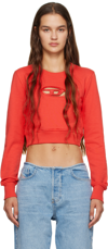 Diesel Cropped Sweatshirt With Cut-out Logo In Rosso