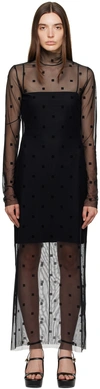 Givenchy Tulle Column Dress With 4g Embroidered Details In 001 Black