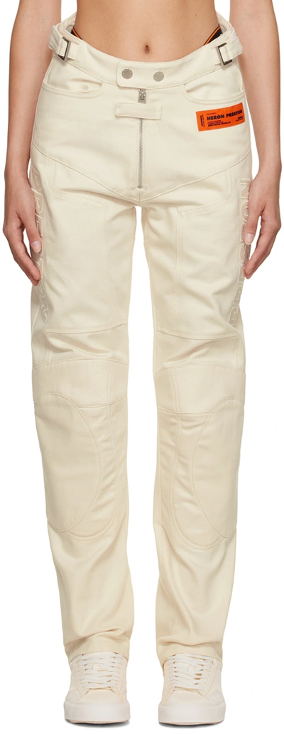 Heron Preston White Moto Trousers In White White