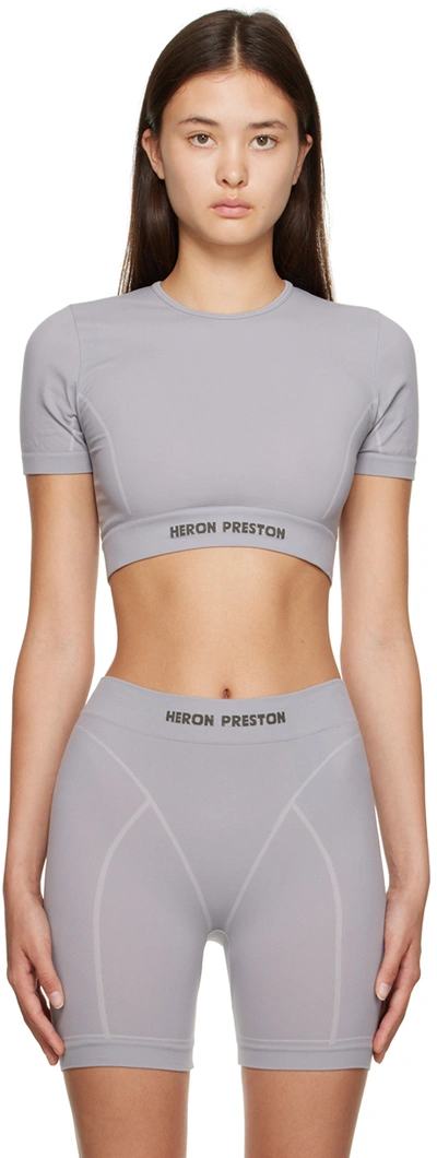 Heron Preston Gray Cropped Sport Top In Grey White