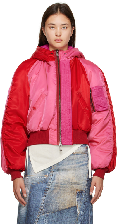 Andersson Bell Kamila Hooded Padded Colour-block Shell Jacket In Pink