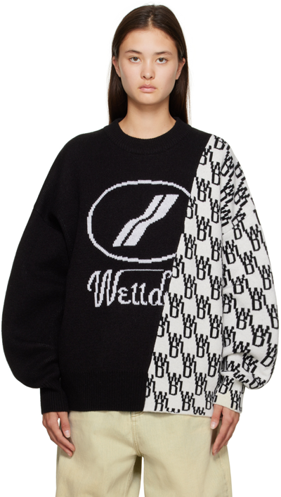 We11 Done Black Graphic Mix Sweater