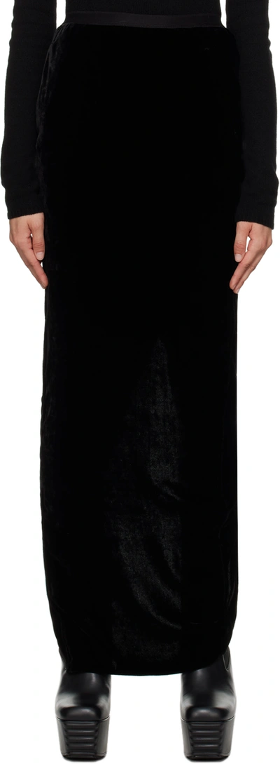 Rick Owens Black Pillar Maxi Skirt In 09 Black