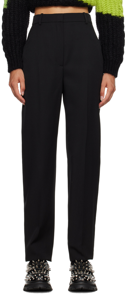 Alexander Mcqueen Barathea Cigarette Trousers In Black