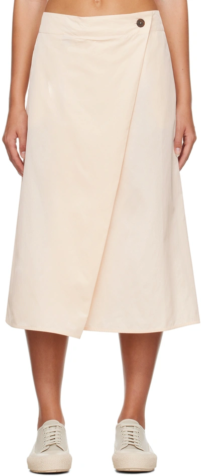 Studio Nicholson Off-white Eyre Midi Skirt In Linen
