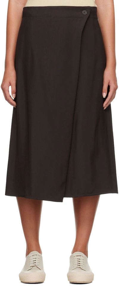 Studio Nicholson Brown Eyre Midi Skirt In Rye