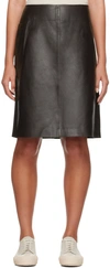 STUDIO NICHOLSON BROWN TUMBA LEATHER MINISKIRT