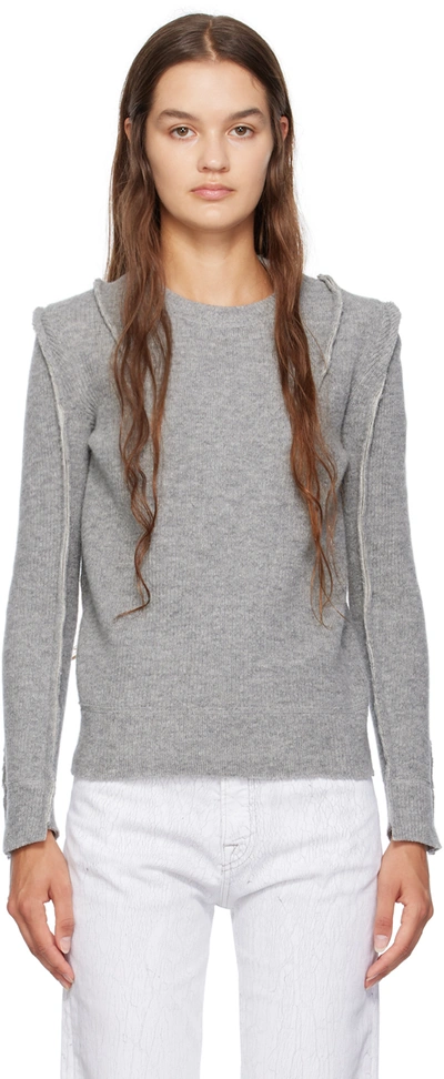 R13 Gray Flat Sleeve Sweater In Heather Grey