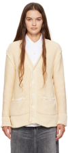R13 Boxy Paint Splatter Rolled Edge V-neck Cardigan In Natural With Paint