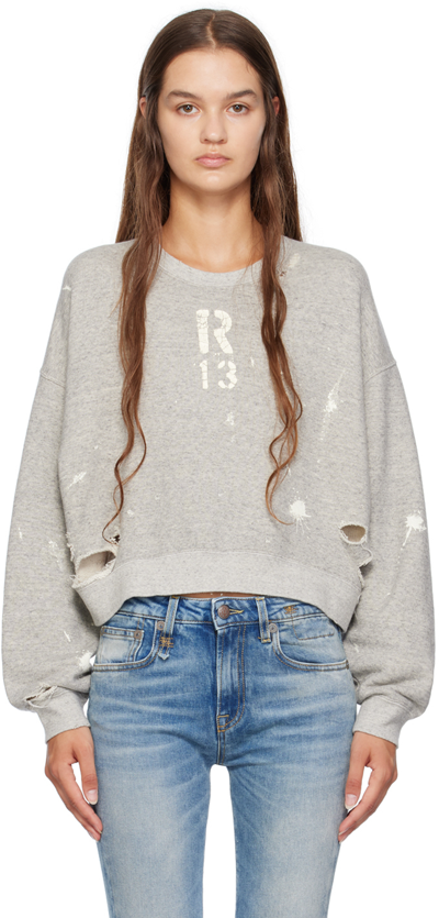 R13 Ssense Exclusive Gray Cropped Sweater In Heather Grey Paint S
