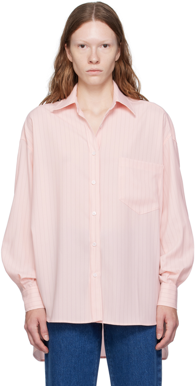 The Frankie Shop Frankie Shop Womens Pink Pinstripe Georgia Oversized Striped Woven Shirt