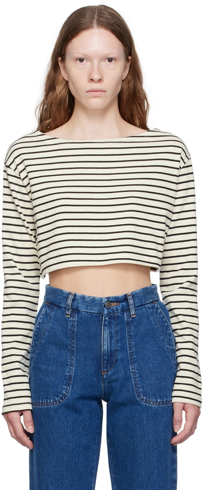 The Frankie Shop Tilla Striped Cropped Top In White