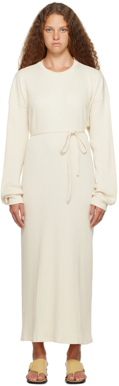 Baserange Off-white Shaw Midi Dress In Beige O Tan