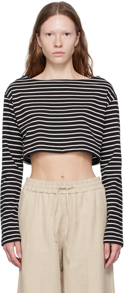 The Frankie Shop Tilla Striped Cropped Top In Black