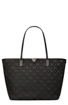 Tory Burch T Monogram Zip Tote In Black