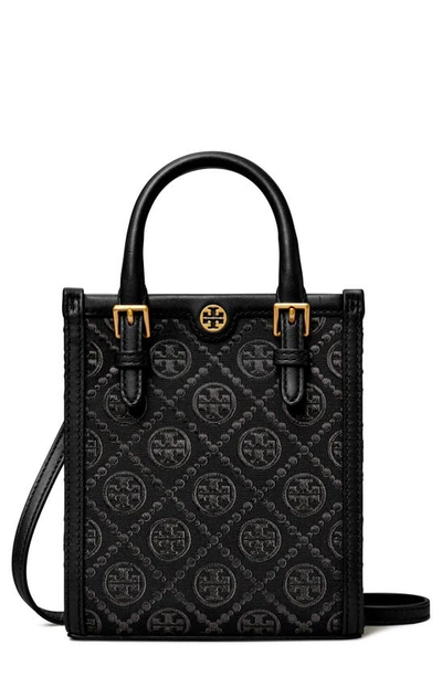 Tory Burch Women's Mini T Monogram Tote Bag In Black/gold