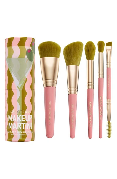 Spectrum Makeup Martini Cocktail 5-piece Makeup Brush Set In Pink/ Green