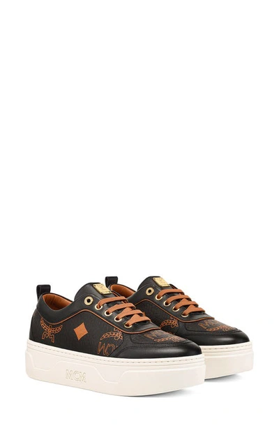 Mcm Skyward Platform Sneakers In Maxi Visetos In Black