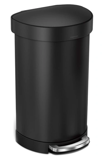 Simplehuman 45l Semi Round Liner Rim Step Trash Can In Matte Black