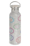 Collina Strada Crystal Embellished Insulated Water Bottle In Rainbow Smiley Face