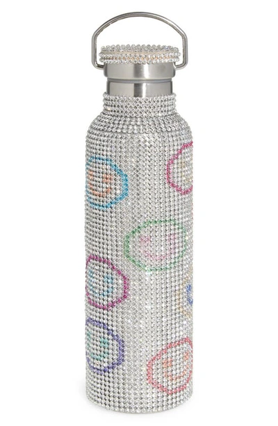 Collina Strada Crystal Embellished Insulated Water Bottle In Rainbow Smiley Face