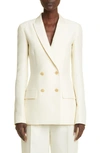 The Row Jerome Floral Jacquard Double-breasted Satin-lapel Jacket In Pale Moon