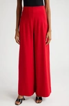 Staud Caleb High Waist Wide Leg Pants In Red