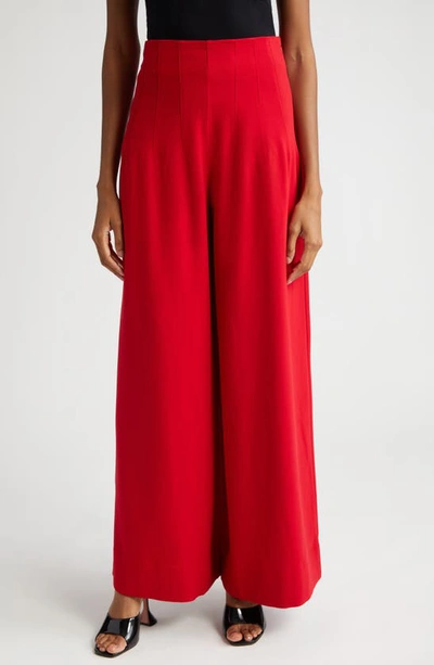 Staud Caleb High Waist Wide Leg Pants In Red