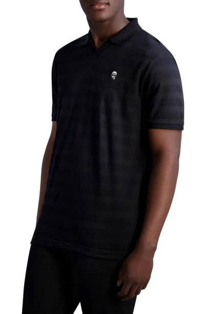Karl Lagerfeld Logo-patch Polo Shirt In Black