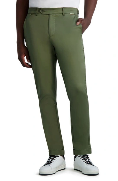 Karl Lagerfeld Stretch Cotton Chino Pants In Olive
