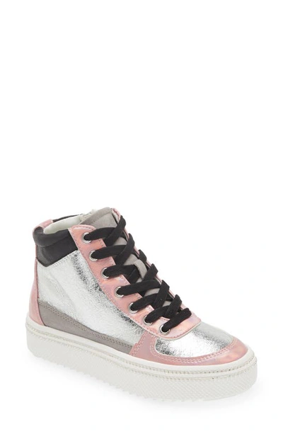 Steve Madden Kids' Quirky High Top Sneaker In Silver Multi