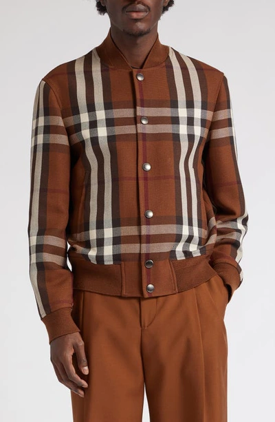 Burberry Belsize Check Wool Jacket In Brown