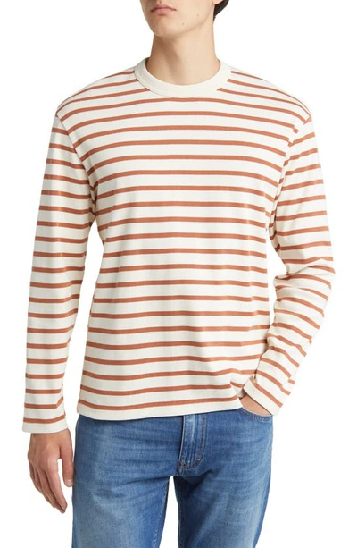 Closed Stripe Long Sleeve Organic Cotton T-shirt In Ecru