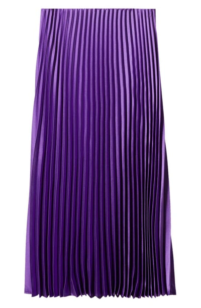 Mango Satin Pleated Skirt Purple