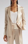 ALICE AND OLIVIA PAILEY FITTED SATIN BLAZER