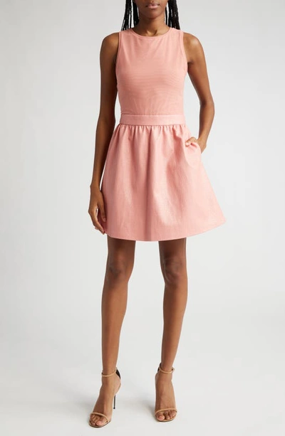 ALICE AND OLIVIA CHARA MIXED MEDIA SLEEVELESS DRESS