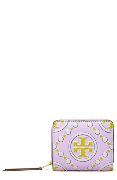 Tory Burch T-monogram Contrast Bifold Wallet In Lavender / New Ivory