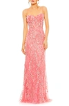 MAC DUGGAL SWEETHEART NECK FLORAL SEQUIN GOWN