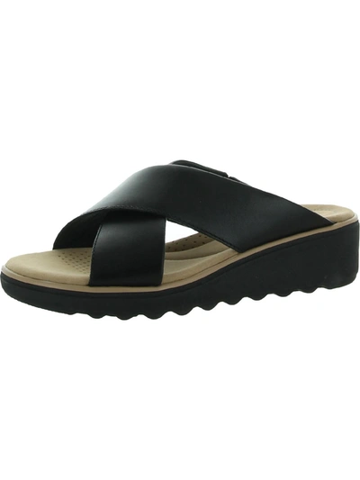 Clarks Jillian Gem Womens Comfort Open Toe Wedge Sandals In Black