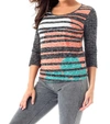 ANGEL BASEBALL STRIPE TOP IN GRAY MULTI