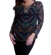 Angel Long Sleeve Tie Neck Blouse In Maya In Multi