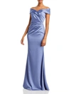 TERI JON WOMENS SATIN DRAPEY EVENING DRESS