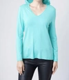 ANGEL HOODED V-NECK TOP IN MINT