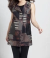 ANGEL TAPESTRY CHENILLE LONG VEST IN BLACK/MULTI