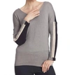 ANGEL V-NECK ZIPPER SLEEVE SWEATER IN GRAY MULTI