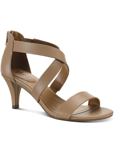 Style & Co Paysonn Womens Leather Zipper Heel Sandals In Beige