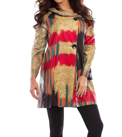 Angel Sunset Long Trench Jacket In Gold Multi